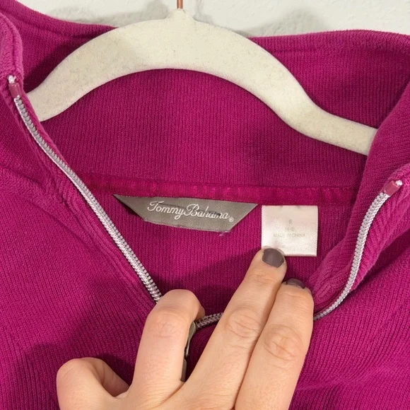 Tommy Bahama Sweater Quarter Zip Pullover Heavy Warm Purple Pink Magenta Women S - Picture 4 of 6